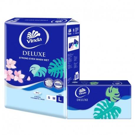 Vinda Deluxe 3ply Facial Tissue 110sX4 - Large