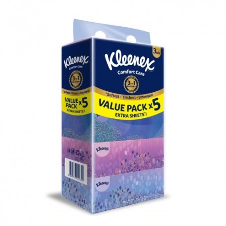 Kleenex 3ply Comfort Care Facial Tissues 5x90's