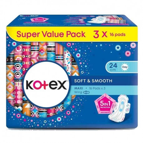 Kotex Maxi Wing 24cm Sanitary Pad 3 x16s - Comfort & Protection