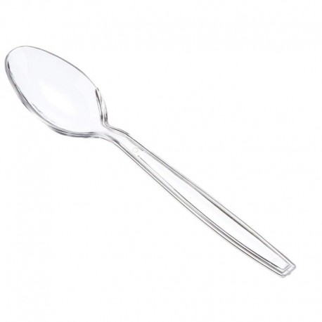 7" Clear Heavy Duty Plastic Spoon 50s pack