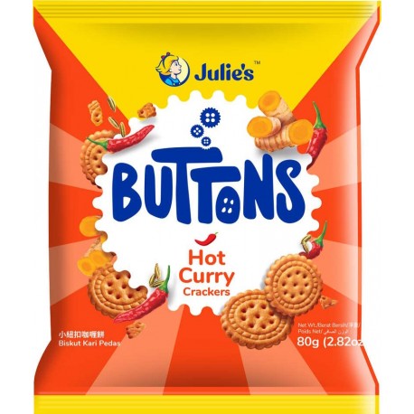 Julie's Buttons Hot Curry Crackers 80g