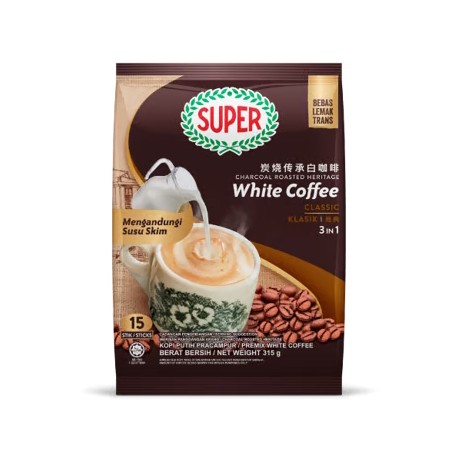 SUPER Charcoal Roasted 3in1 White Coffee 21gx15s - Classic