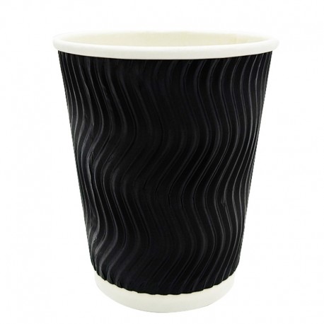 8oz Ripple-Wall Paper Cup 25's Pack - Black