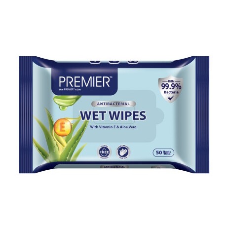 Premier Antibacterial Wet Wipes 50s