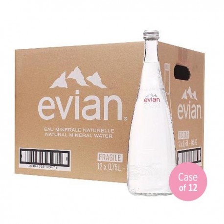 Evian Mineral Water 750ml x 12 (GLASS)